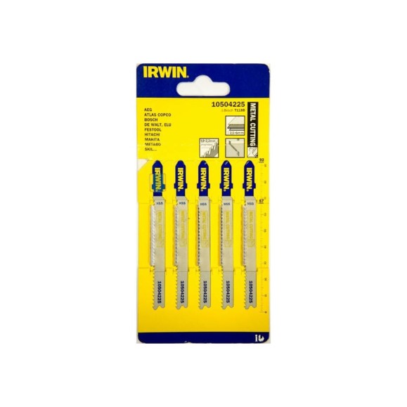 Пилка (5 шт; 92х67 мм; 3/4; 20TPI; HSS; T118B) для электролобзика Irwin 10504225