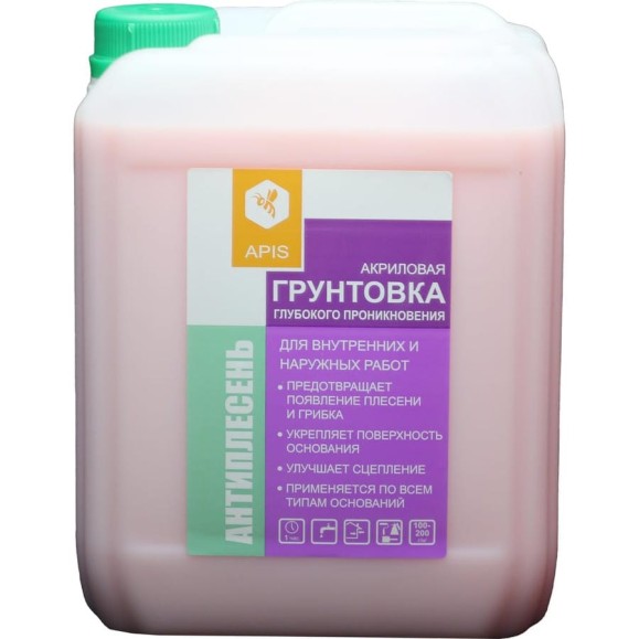 Грунтовка глубокого проникновения APIS Антиплесень, розовый, канистра 5 кг 4665296514332 Грунтовка глубокого проникновения APIS Антиплесень, розовый, канистра 5 кг 4665296514332