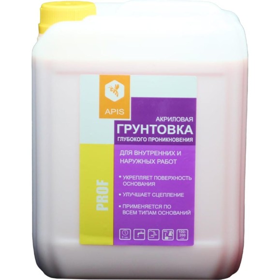 Грунтовка глубокого проникновения APIS Prof, розовый, канистра 5 кг 4665296510112