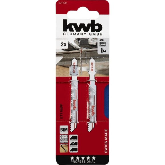 Пилки для лобзика по металлу BiM T118BF S20 2 шт kwb 621220 Пилки для лобзика по металлу BiM T118BF S20 2 шт kwb 621220