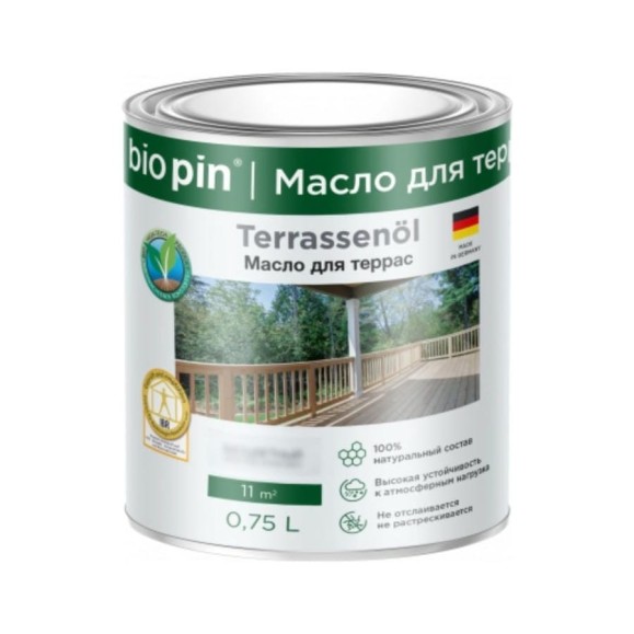 Масло для террас BIO PIN 4010 Terrassenol в цвете Тик (2086) 0,75 л 40101C102