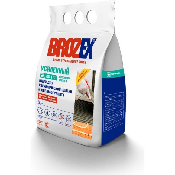 Клей BROZEX KS 111 УСИЛЕННЫЙ класс C1T, 5 кг КС11-5 Клей BROZEX KS 111 УСИЛЕННЫЙ класс C1T, 5 кг КС11-5