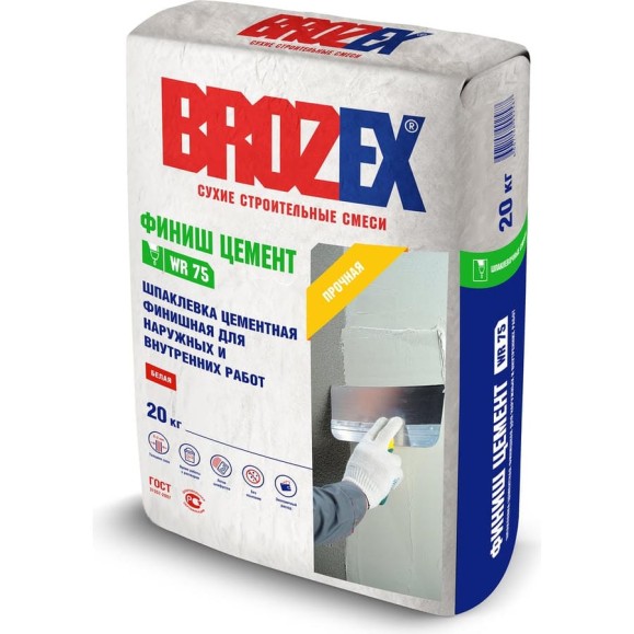 Шпаклевка WR 75 ФИНИШ ЦЕМЕНТ, 20 кг BROZEX ШС75-20 Шпаклевка WR 75 ФИНИШ ЦЕМЕНТ, 20 кг BROZEX ШС75-20