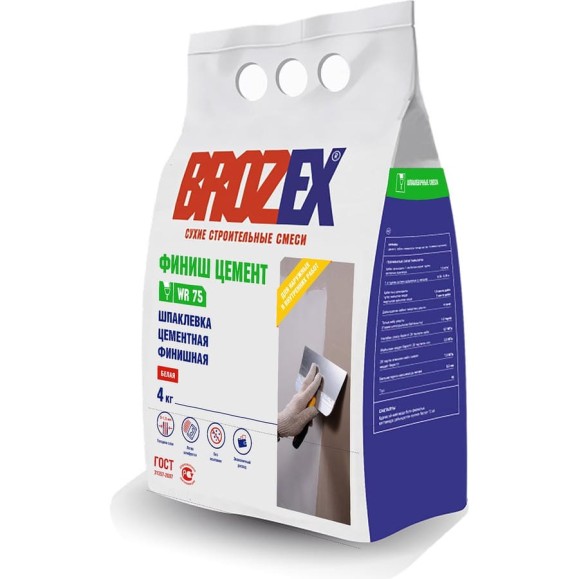 Шпаклевка WR 75 ФИНИШ ЦЕМЕНТ, 4 кг BROZEX ШС35-4 Шпаклевка WR 75 ФИНИШ ЦЕМЕНТ, 4 кг BROZEX ШС35-4