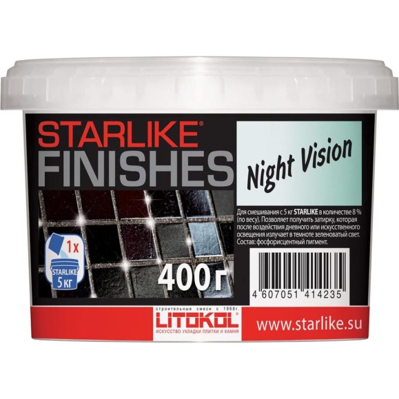 Декоративная добавка LITOKOL NIGHT VISION фотолюминесцентная для Starlike 0,4 кг 478090003 Декоративная добавка LITOKOL NIGHT VISION фотолюминесцентная для Starlike 0,4 кг 478090003