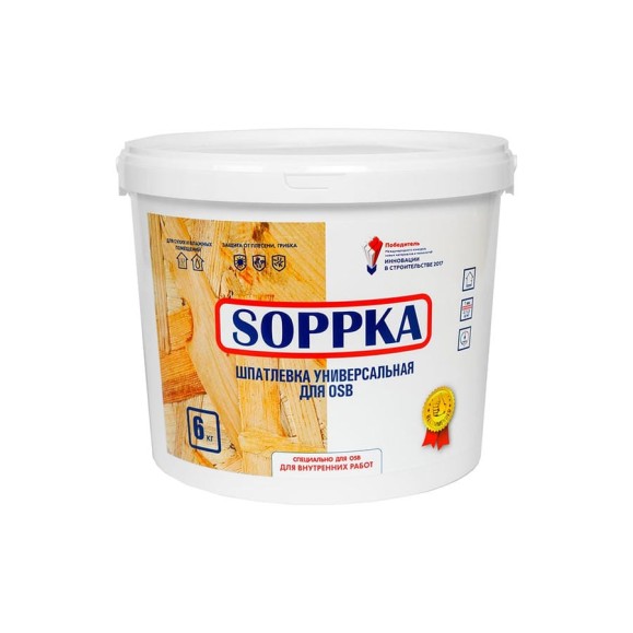 Шпатлевка для OSB SOPPKA 6 кг СОП-Шпатлевка-Универсал6 Шпатлевка для OSB SOPPKA 6 кг СОП-Шпатлевка-Универсал6