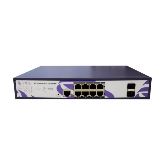 Коммутатор BOUZ L2 8 POE портов 10/100/1000BaseT 2 порта 100/1000Base-X 120W BZ-S2108P-G2S-120W Коммутатор BOUZ L2 8 POE портов 10/100/1000BaseT 2 порта 100/1000Base-X 120W BZ-S2108P-G2S-120W