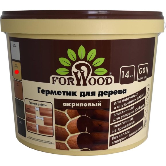 Герметик для дерева Forwood ВДАК-1501, сосна, 14 кг 141287 4607017516300 Герметик для дерева Forwood ВДАК-1501, сосна, 14 кг 141287 4607017516300