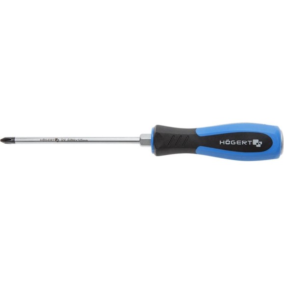 Отвертка с прямым шлицем HOEGERT TECHNIK PH2 125 мм, ударная CrV HT1S072 17779930