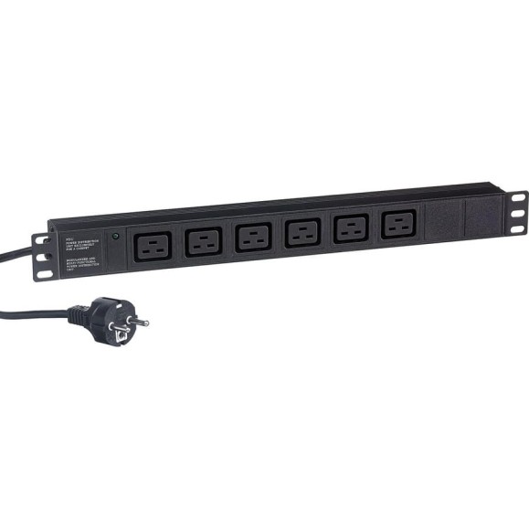 Блок розеток ExeGate ServerPro PDU-19H013 Al-6C19-EU3CU, 19, 1U, алюминий, 6IEC 320 C19, евро, 3м 280871
