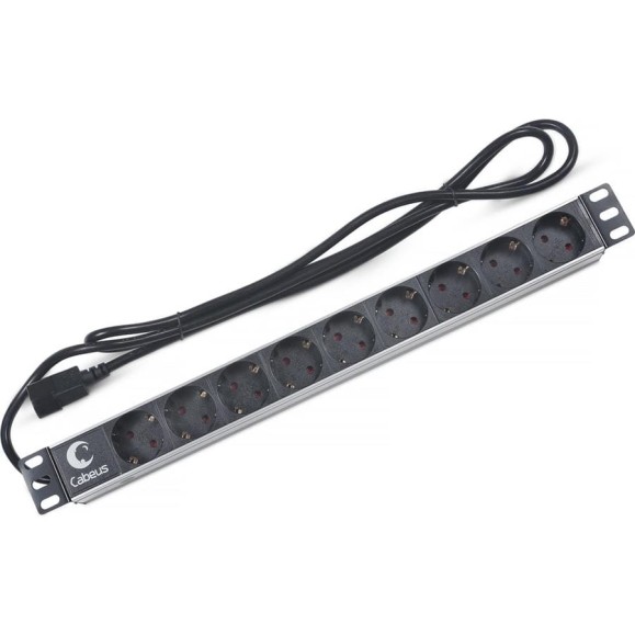 Блок евророзеток Cabeus горизонтальный, 9 розеток, 10 A, шнур 2 м, вилка IEC 320 C14 PDU-9P-2IEC