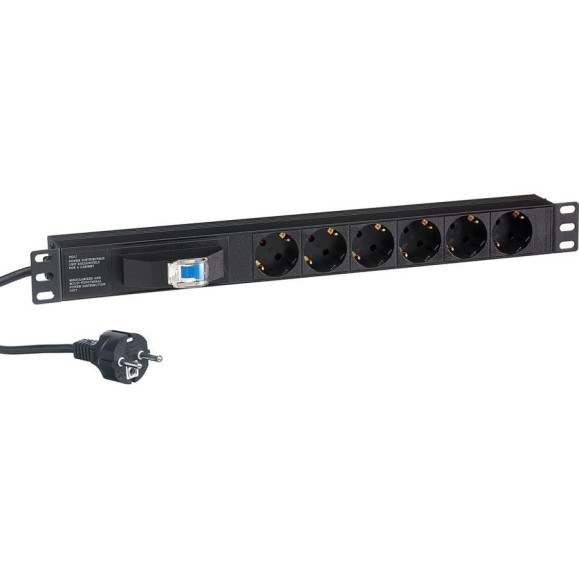 Блок розеток ExeGate ServerPro PDU-19H610 Al-6S-EU2.5CU-1P, 19, 1U, алюминий, 6Sch, евро, 2.5м, защита перегрузки 280835