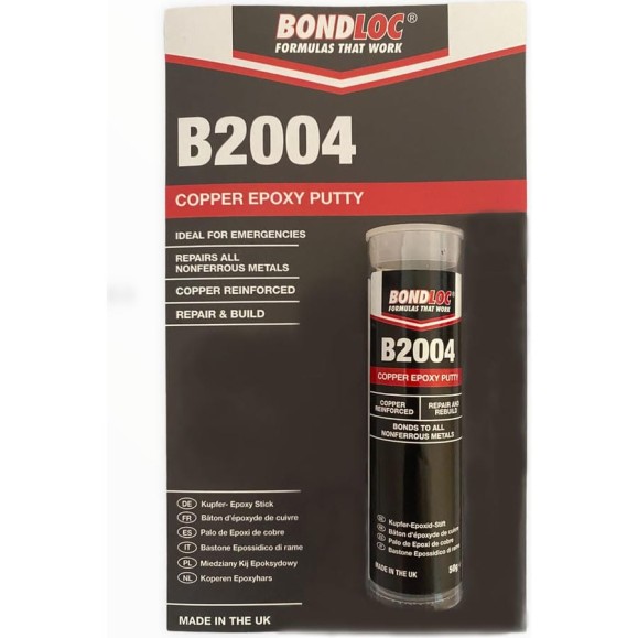 Эпоксидная 2K шпатлевка, палочка для ремонта деталей из меди Bondloc B2004 блистер, 50 г B2004C50G Эпоксидная 2K шпатлевка, палочка для ремонта деталей из меди Bondloc B2004 блистер, 50 г B2004C50G