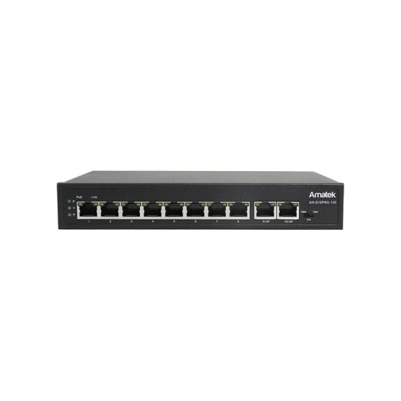 Коммутатор Amatek AN-S10P8G-120 на 10 портов 8 PoE+ портов + 2 порта Uplink 7000343