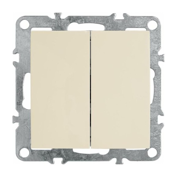 2-клавишный выключатель STEKKER механизм PSW10-9104-02, 250В, 10А, серия Эрна, слоновая кость 39323