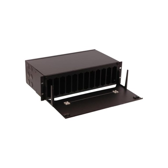 Бокс LANMASTER MPO, 19, на 12 кассет, 3U, черный LAN-FOBM-12MCS-3U
