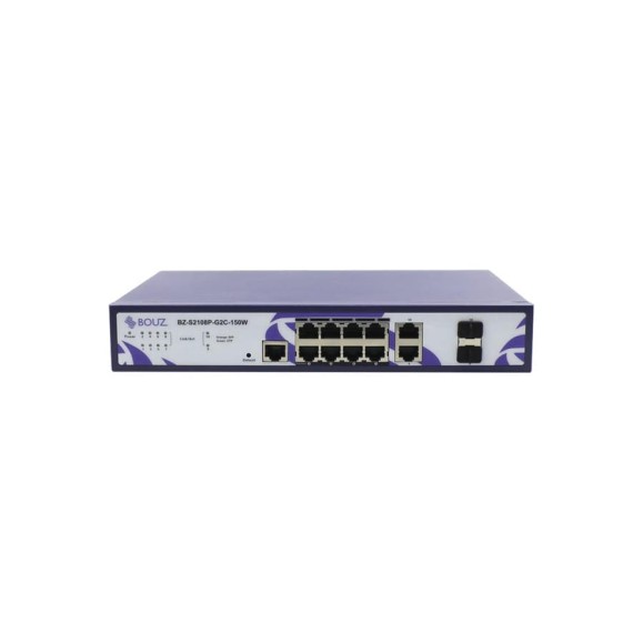 Коммутатор BOUZ L2 8 POE 10/100/1000BaseT 2 порта 1000BaseT/1000BaseX 150W BZ-S2108P-G2C-150W Коммутатор BOUZ L2 8 POE 10/100/1000BaseT 2 порта 1000BaseT/1000BaseX 150W BZ-S2108P-G2C-150W