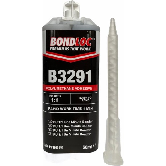 Сверхбыстрый 2К полиуретан. клей для ремонта деталей из пластика Bondloc B3291 1:1, 50 мл B329150ML