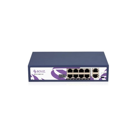 Неуправляемый коммутатор BOUZ 8 POE портов 10/100Base-T 2 порта 10/100Base-T 120W BZ-S1108P-F2F-120W