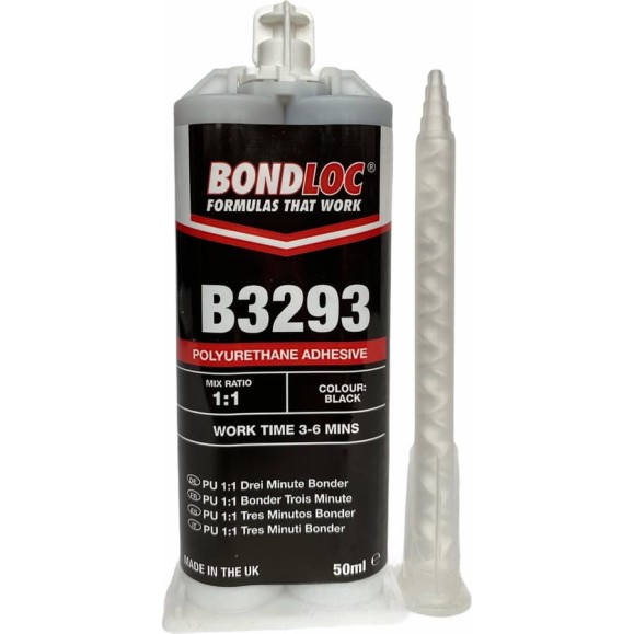 Быстроотвержд. 2К полиуретан. клей для ремонта деталей из пласт. Bondloc B3293 1:1, 50 мл B329350ML
