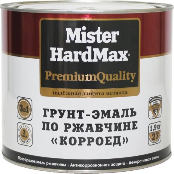 Грунт-эмаль по ржавчине HardMax Корроед RAL 3003 вишневый, банка 1.9 кг, 1 шт. 4690417071173