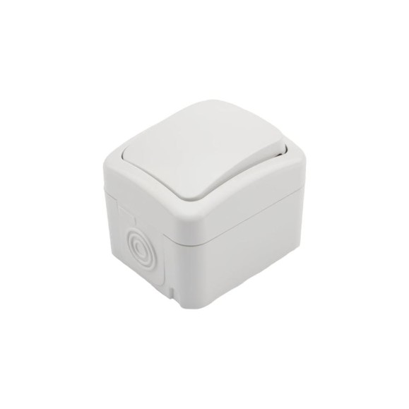 Одноклавишный выключатель KRANZ мини IP54, о/у, белый KR-78-0601 Одноклавишный выключатель KRANZ мини IP54, о/у, белый KR-78-0601