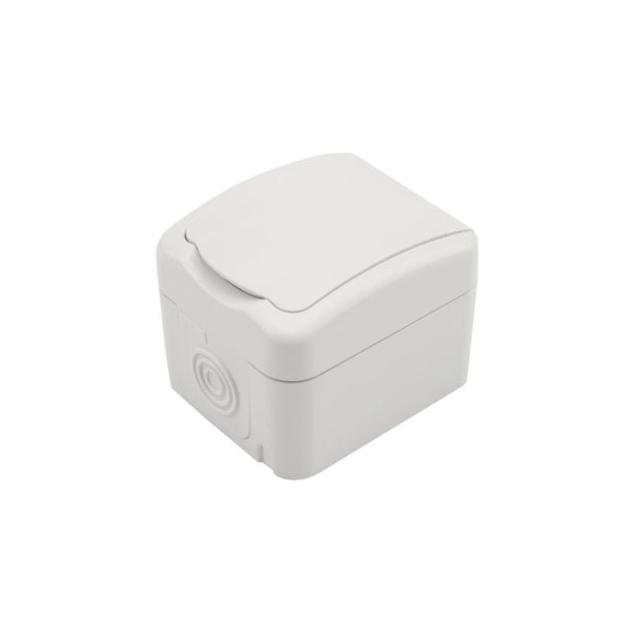 Накладная розетка KRANZ мини IP54, с заземлением, о/у, белая KR-78-0604