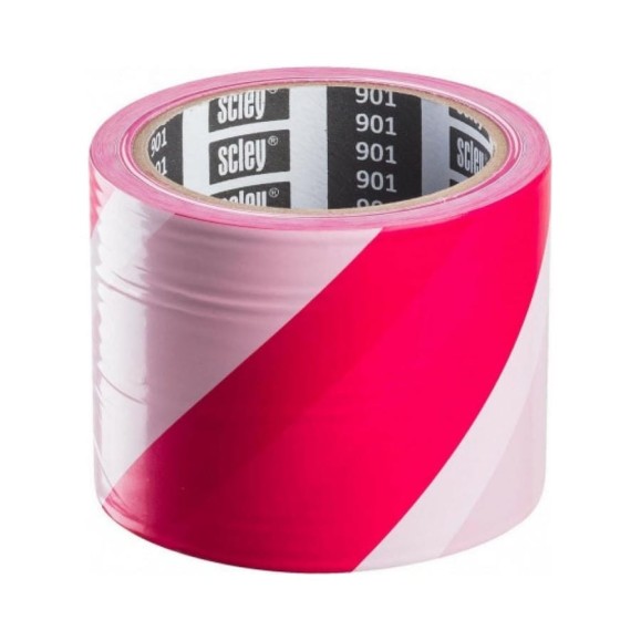Сигнально - ограждающая лента SCLEY 80мм x 100 м, двухсторонняя, красно-белая 0370-010008