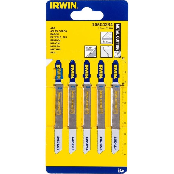 Пилка T118G (5 шт; 6TPI; HSS) для электролобзика Irwin 10504234