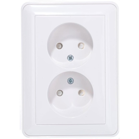 Двойная розетка с рамкой, белая Systeme Electric СП W59 RS16-254-18