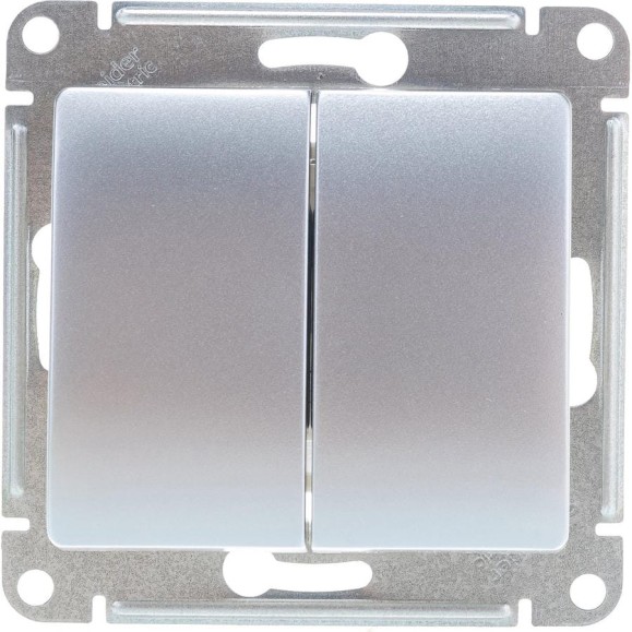2-клавишный выключатель Systeme Electric (Schneider Electric) GLOSSA, сх.5, 10АХ, алюминий GSL000351 2-клавишный выключатель Systeme Electric (Schneider Electric) GLOSSA, сх.5, 10АХ, алюминий GSL000351