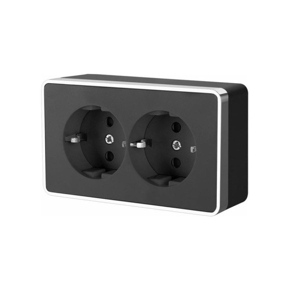 Двойная розетка с заземлением Werkel W5072135 Gallant черный хром a050977