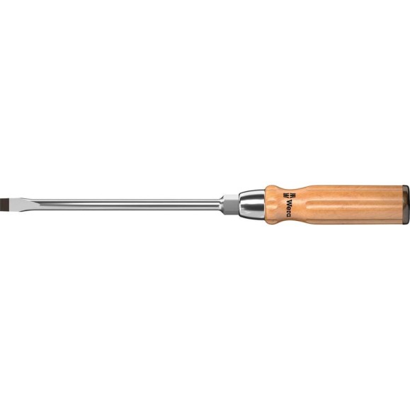 Силовая шлицевая отвертка Wera, с деревянной рукояткой, SL 2x12x200 мм, WE-018035