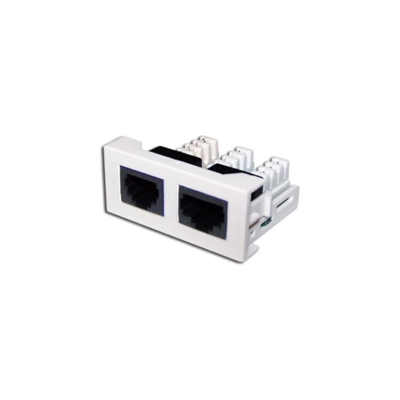 Розетка LANMASTER Mosaic 22.5x45, 1xRJ-45 Cat.5e и 1xRJ-12 Cat.3, белая, LAN-WA-LP-4512-WH