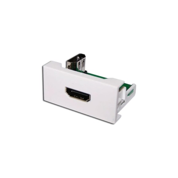 Розетка LANMASTER Mosaic 22.5x45, с адаптером HDMI 90 градусов, мама, белая, LAN-WA-LP-HD90F-WH