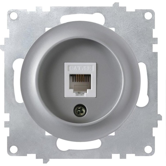 Компьютерная розетка RJ-45 OneKeyElectro, цвет серый 1E20701302 2172839