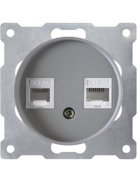 Двойная компьютерная розетка OneKeyElectro RJ45 кат.5e, цвет серый 1E20901302 2172807