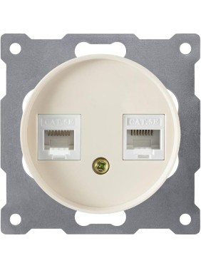 Двойная компьютерная розетка OneKeyElectro RJ45 категория 5e, цвет бежевый 1E20901301 2172795