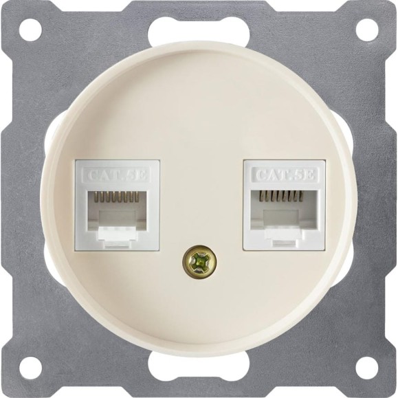 Двойная компьютерная розетка OneKeyElectro RJ45 категория 5e, цвет бежевый 1E20901301 2172795