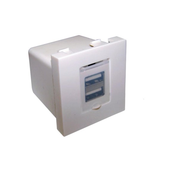 Модуль LANMASTER USB-зарядки, 2 порта, 5V/2.4A, 45x45, белый LAN-EZ45x45-2xUSB-WH