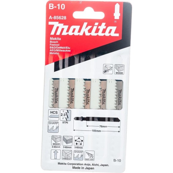 Набор пилок для лобзика по дереву (105х80х2.9 мм) Makita B10 А-85628