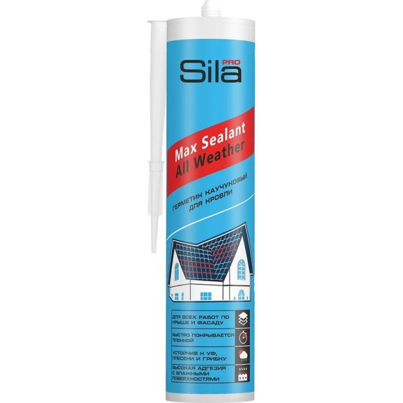 Каучуковый герметик для кровли Sila PRO Max Sealant, All weather, черный, 290 мл SAWBL290