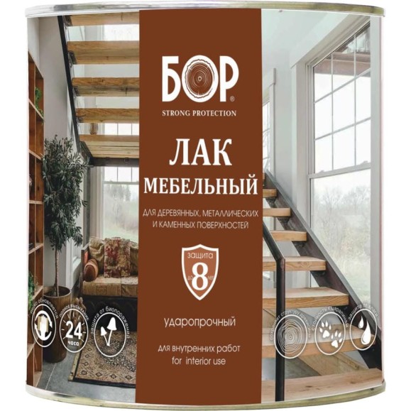 Лак для мебели Бор ПФ-283, глянцевый, 1,8 кг 4607023392790