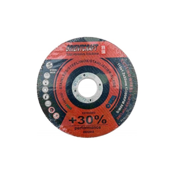 Диск отрезной Orientcraft по металлу 115 Х 1.2 Х 22.2 уп. 10 штук PERFOMANCE 30 PE1151222210