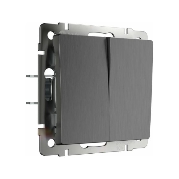 Двухклавишный выключатель WERKEL проходной графит рифленый W1122004 a050760 Двухклавишный выключатель WERKEL проходной графит рифленый W1122004 a050760