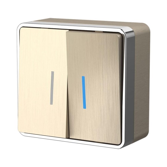 Выключатель WERKEL W5020110 двухклавишный с подсветкой Gallant шампань рифленый a051043