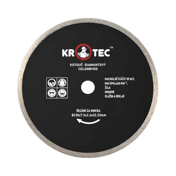Диск алмазный сплошной (230x22.2 мм) KROTEC 5606010 Диск алмазный сплошной (230x22.2 мм) KROTEC 5606010