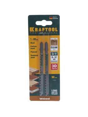 Полотно Kraftool для электролобзика по дереву 90x3 мм чистый рез 2 шт. EU T234X 159506-U