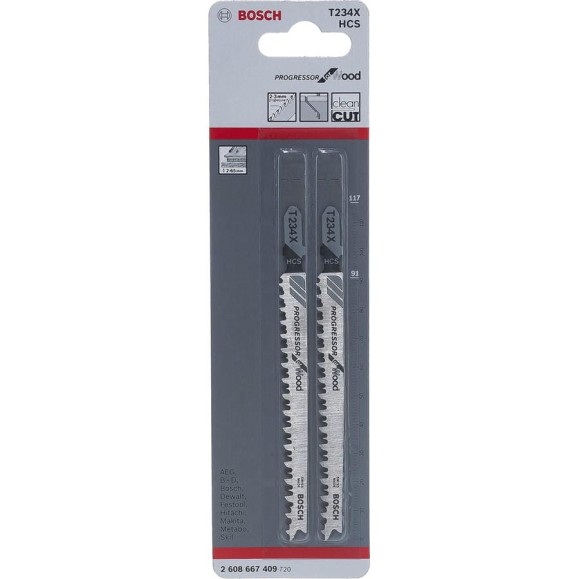 Пилки для лобзика T234X (91 мм; 2 шт.) Bosch 2608667409