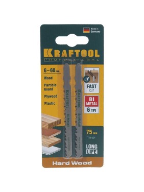 Полотно 2 шт. (75 мм; шаг зубьев 4 мм) по дереву для электролобзика KRAFTOOL 159520-4